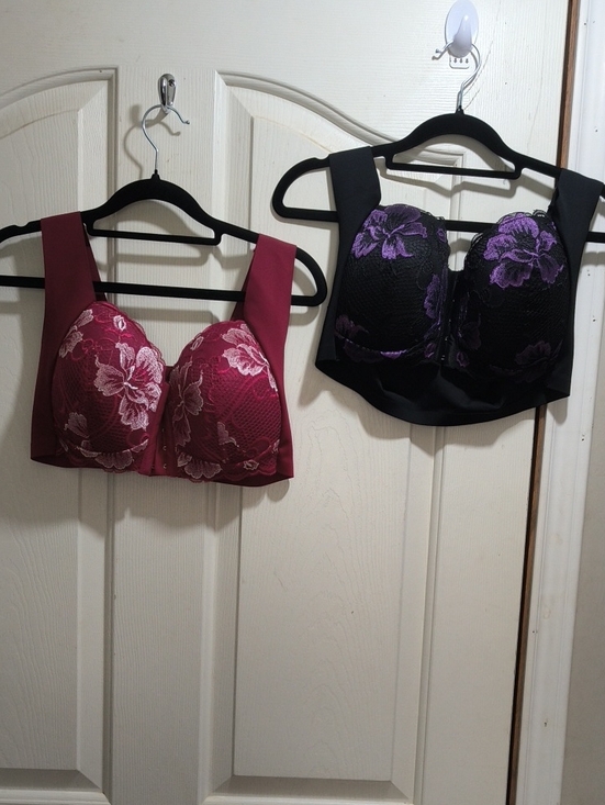 Other - Women's Floral Lace Longline Bra - Burgundy and Black/Purple